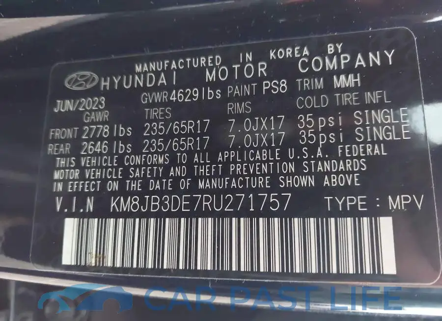 KM8JB3DE7RU271757# 9