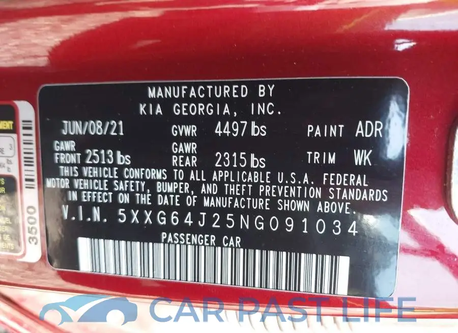 5XXG64J25NG091034# 9