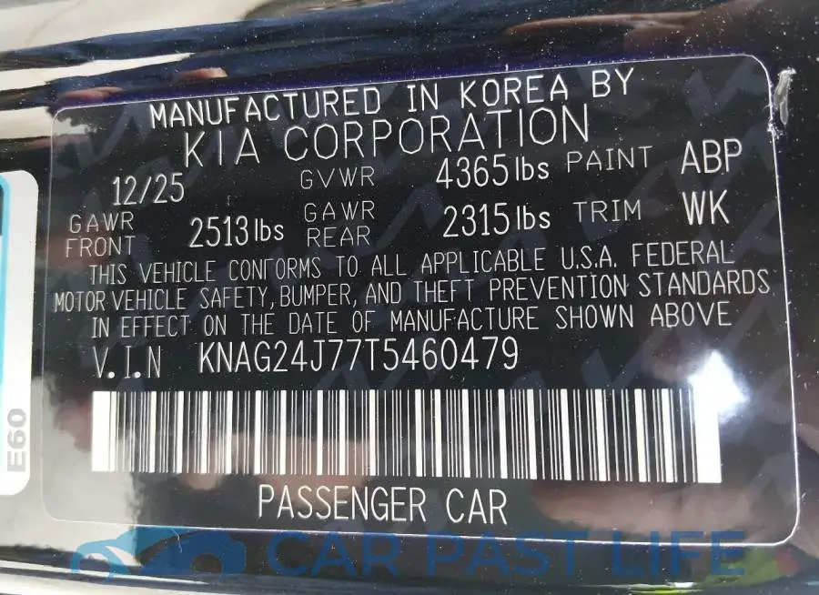 KNAG24J77T5460479# 9