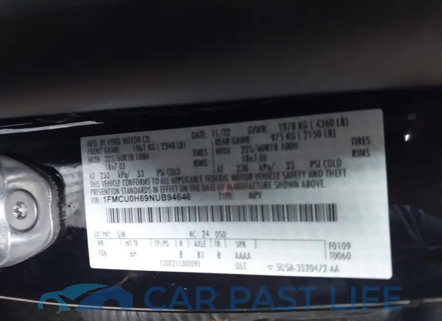 1FMCU0H69NUB94646# 9