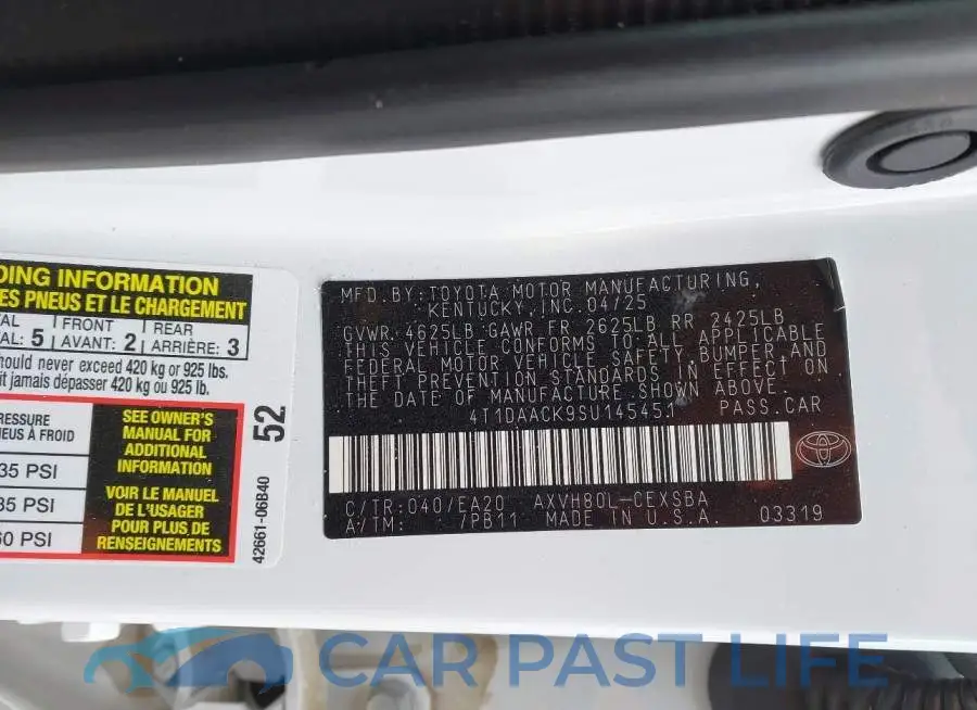 4T1DAACK9SU145451# 9