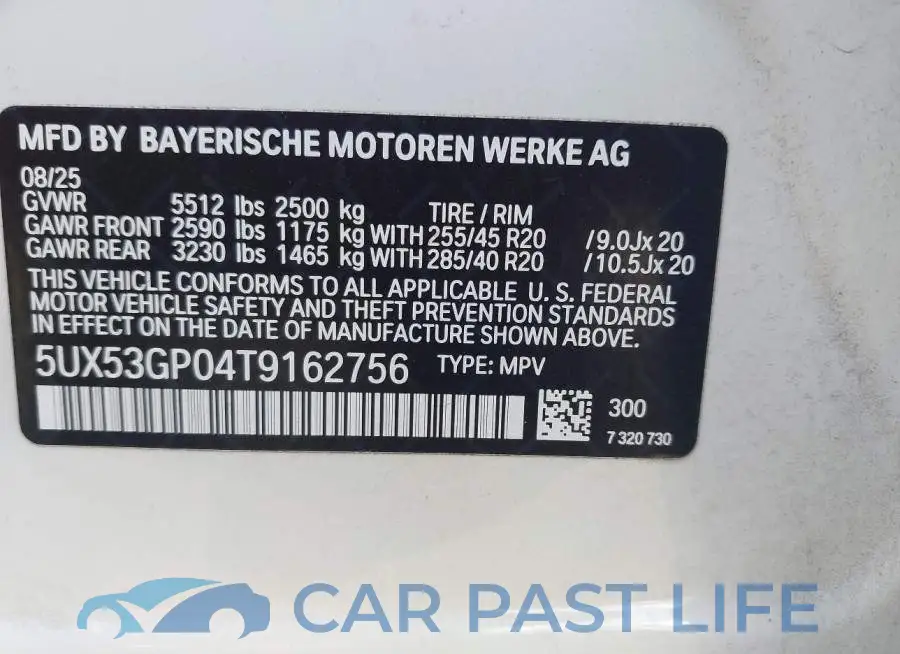 5UX53GP04T9162756# 9