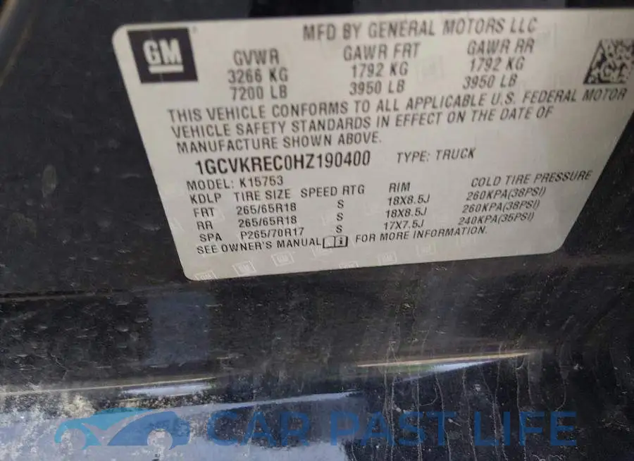 1GCVKREC0HZ190400# 9