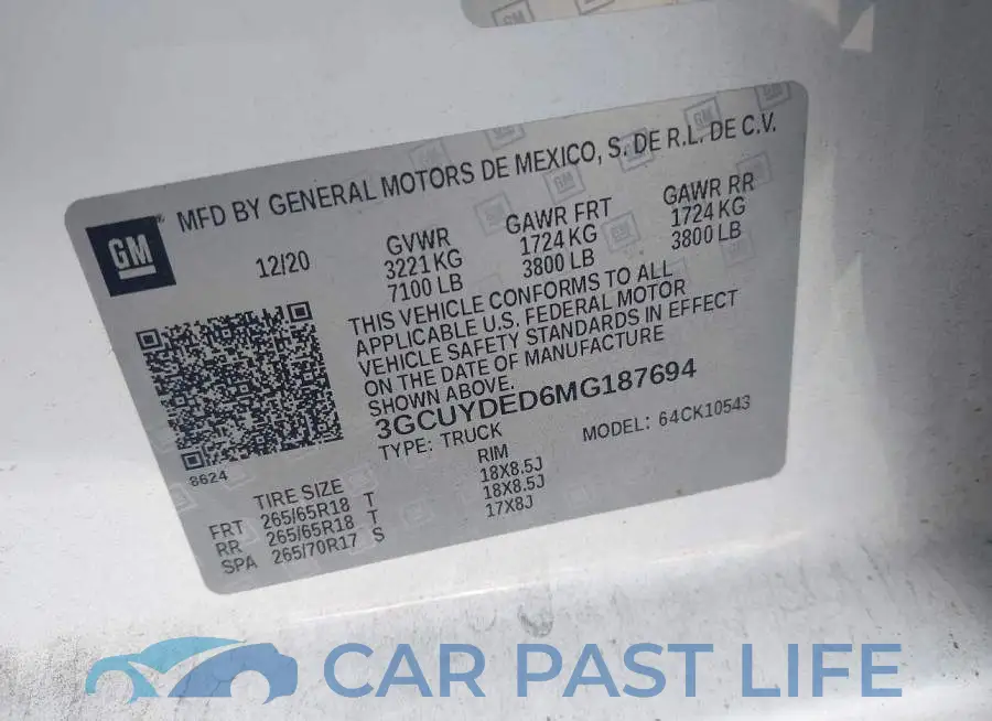 3GCUYDED6MG187694# 9