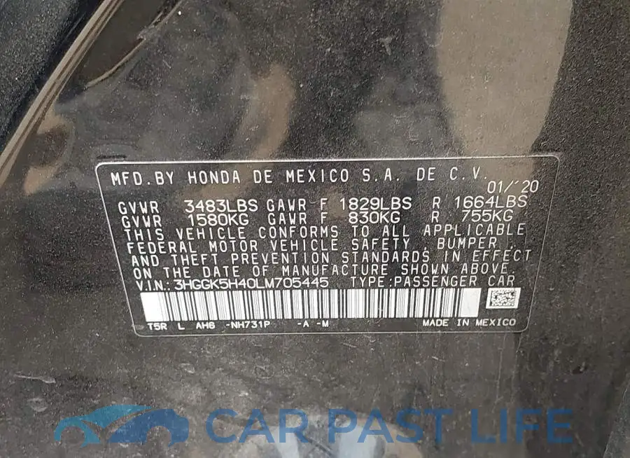 3HGGK5H40LM705445# 9