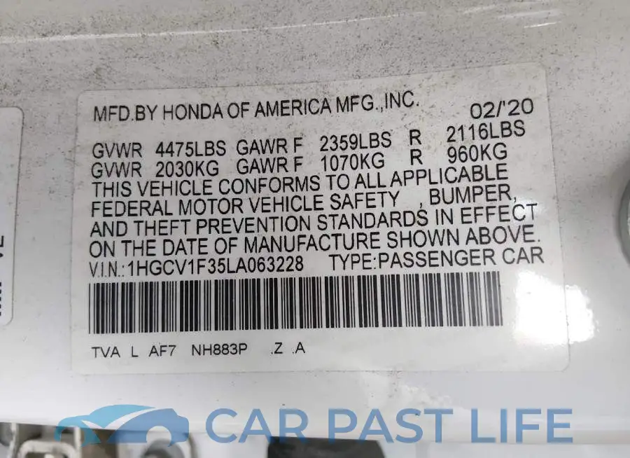 1HGCV1F35LA063228# 9