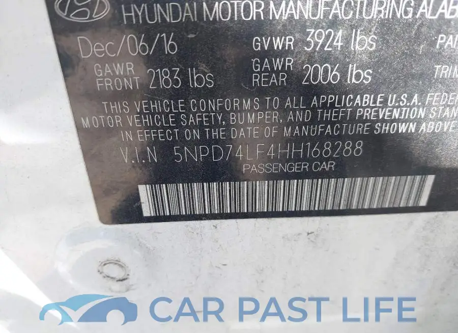 5NPD74LF4HH168288# 9