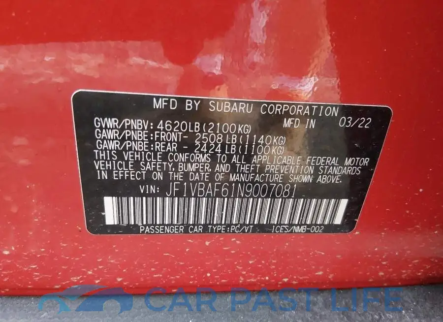JF1VBAF61N9007081# 9