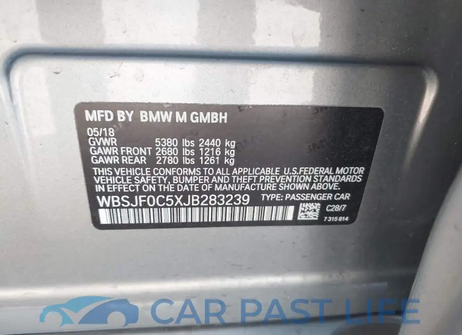 WBSJF0C5XJB283239# 9