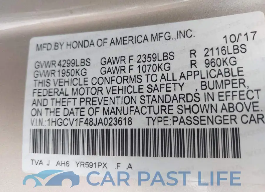 1HGCV1F48JA023618# 9
