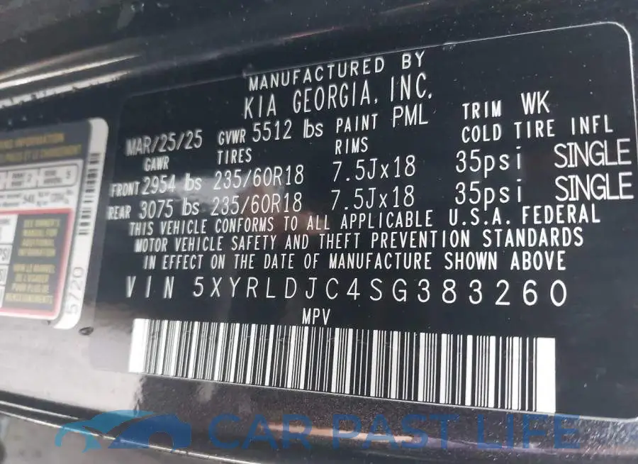 5XYRLDJC4SG383260# 9