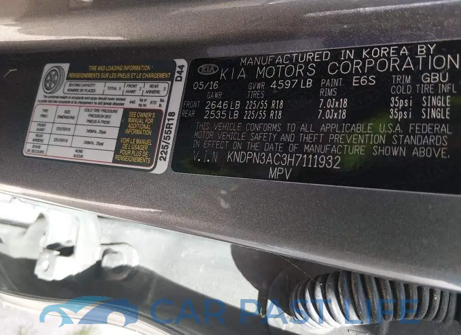 KNDPN3AC3H7111932# 9