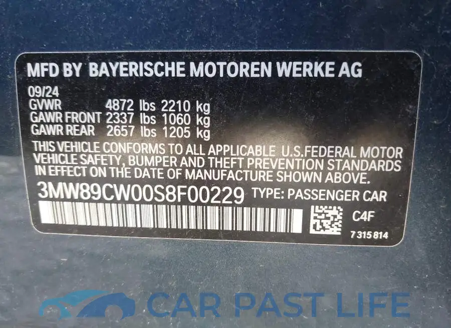 3MW89CW00S8F00229# 9