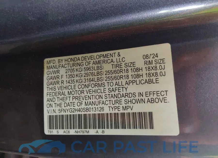 5FNYG2H40SB013126# 9