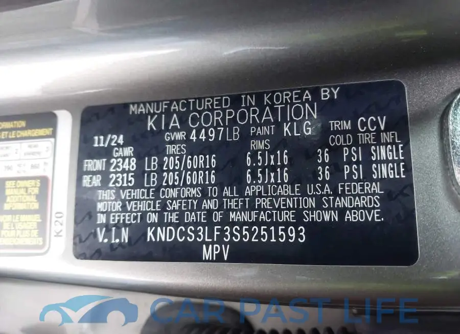 KNDCS3LF3S5251593# 9