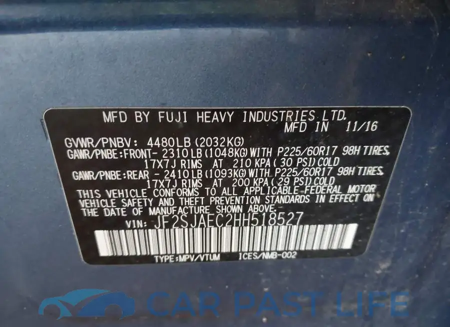 JF2SJAEC2HH518527# 9