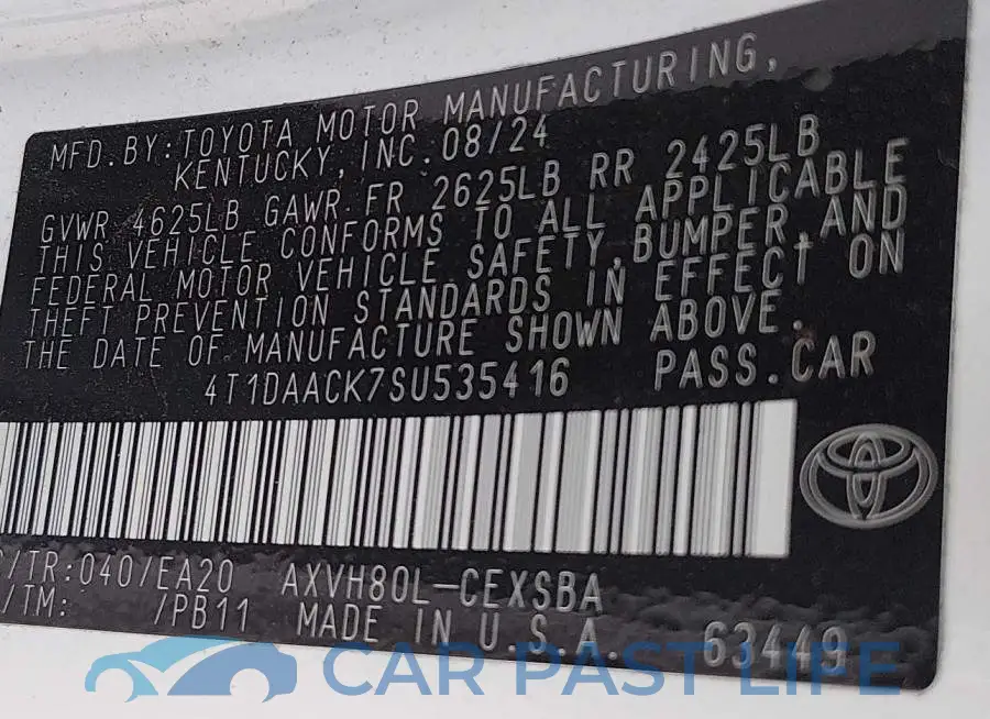 4T1DAACK7SU535416# 9