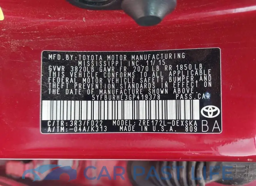 5YFBURHE3GP419378# 9