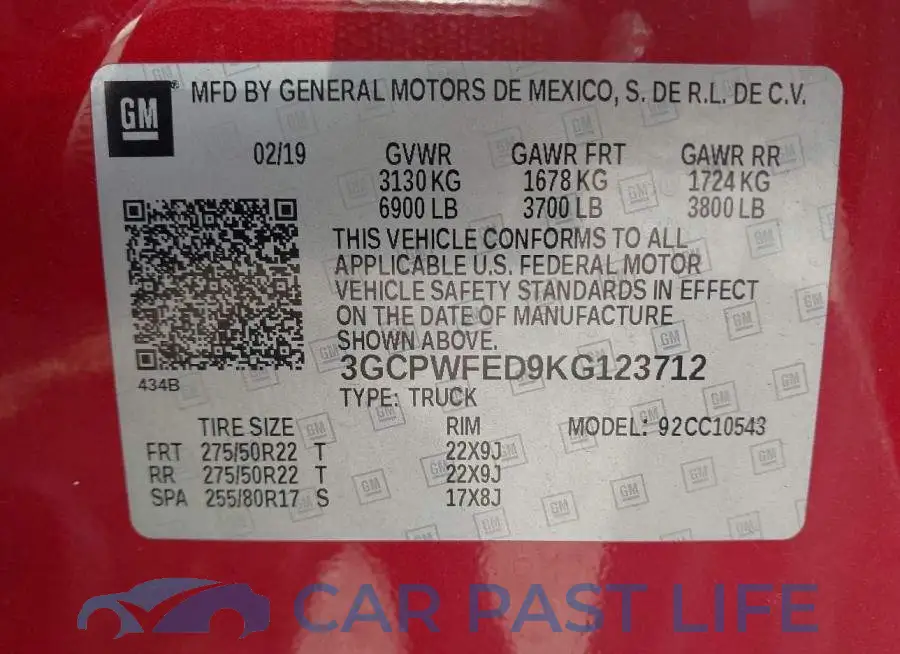 3GCPWFED9KG123712# 9