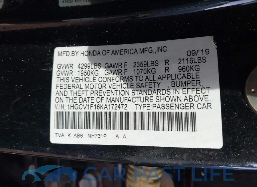 1HGCV1F16KA172472# 9