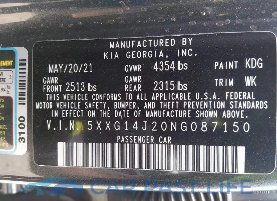5XXG14J20NG087150# 9
