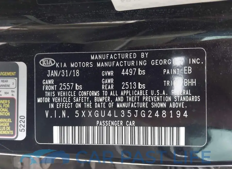 5XXGU4L35JG248194# 9