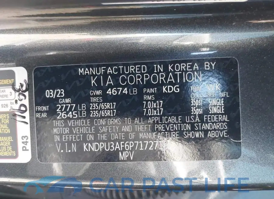 KNDPU3AF6P7172719# 9