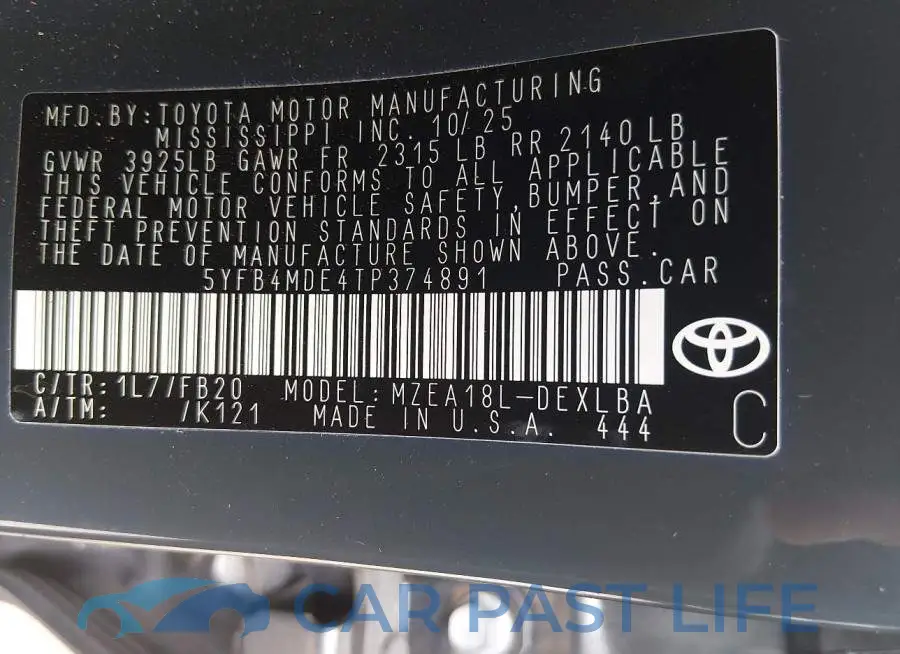 5YFB4MDE4TP374891# 9