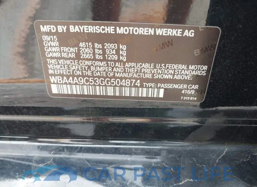 WBA4A9C53GG504874# 9