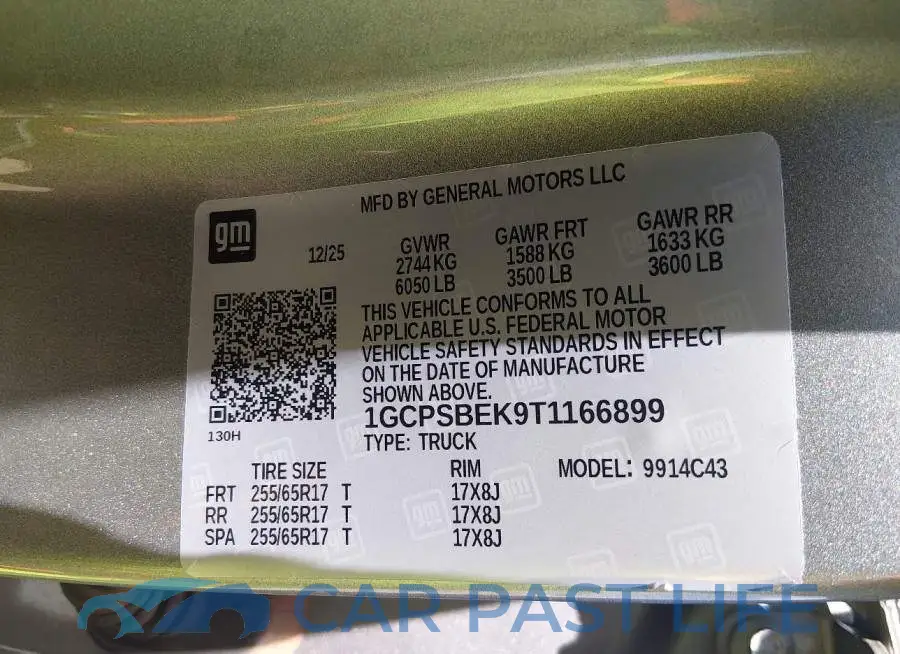 1GCPSBEK9T1166899# 9