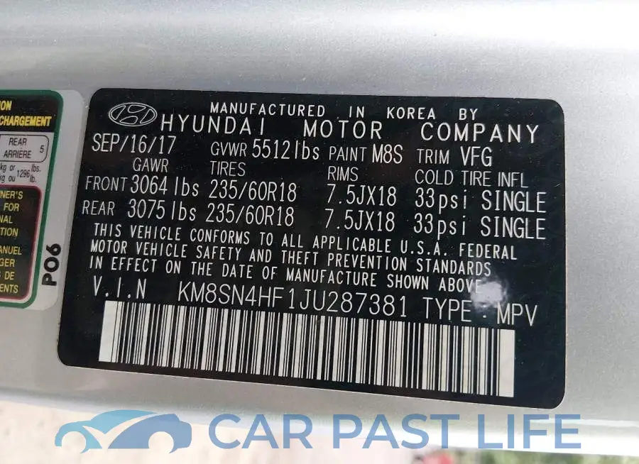 KM8SN4HF1JU287381# 9
