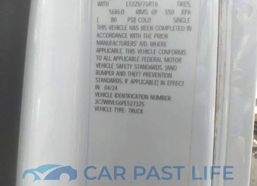 3C7WRVLG6PE527325# 9