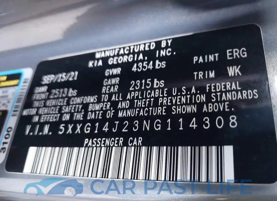 5XXG14J23NG114308# 9