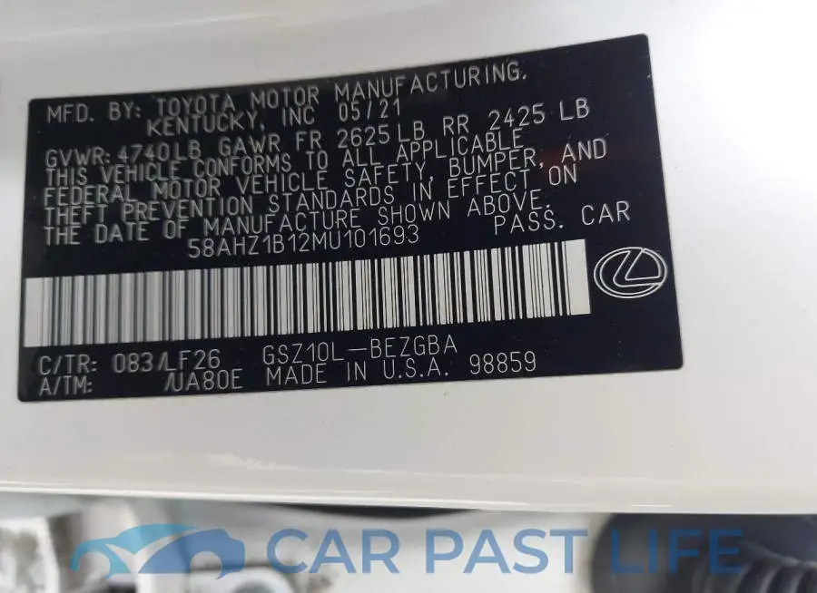 58AHZ1B12MU101693# 9