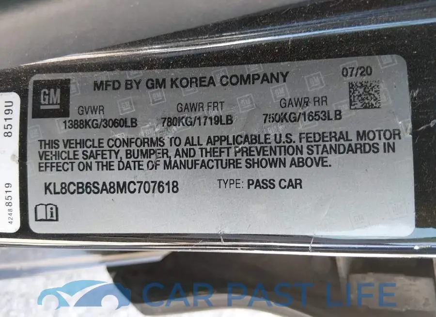 KL8CB6SA8MC707618# 9