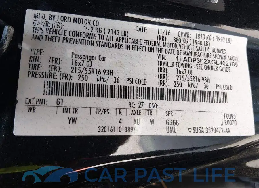 1FADP3F2XGL402789# 9