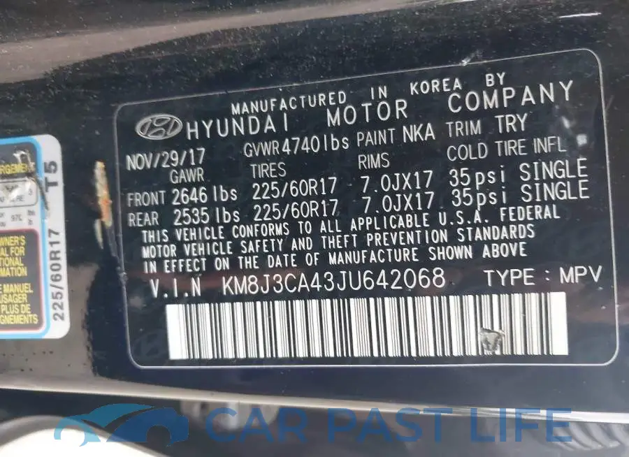 KM8J3CA43JU642068# 9