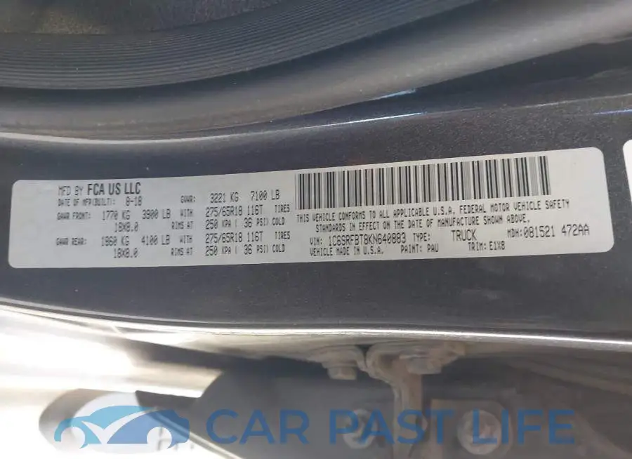 1C6SRFBT8KN640883# 9