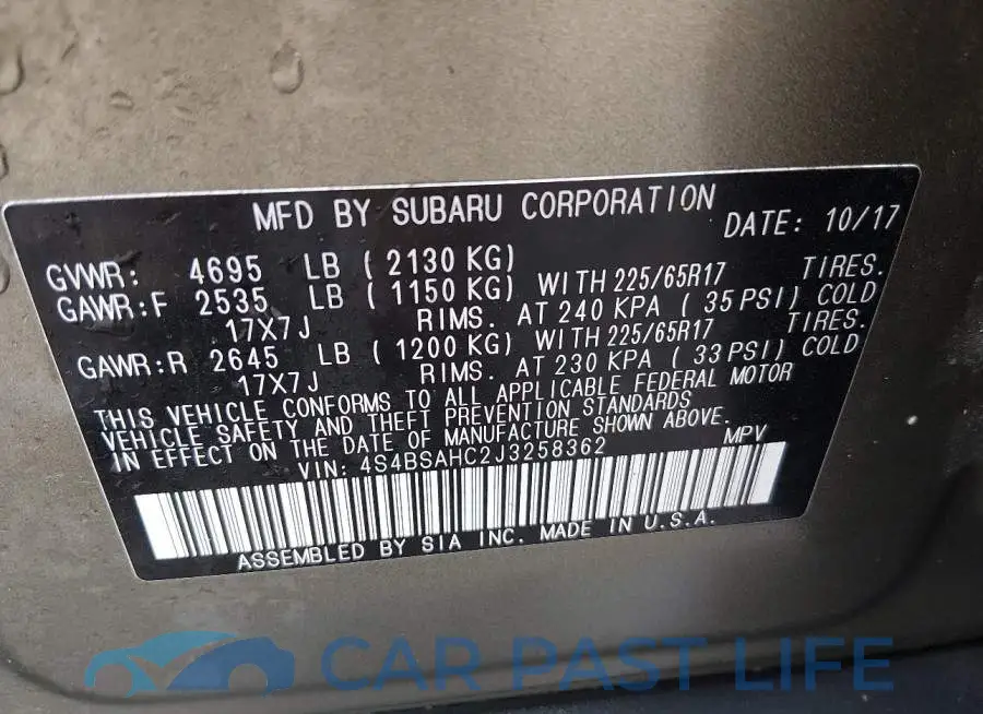 4S4BSAHC2J3258362# 9