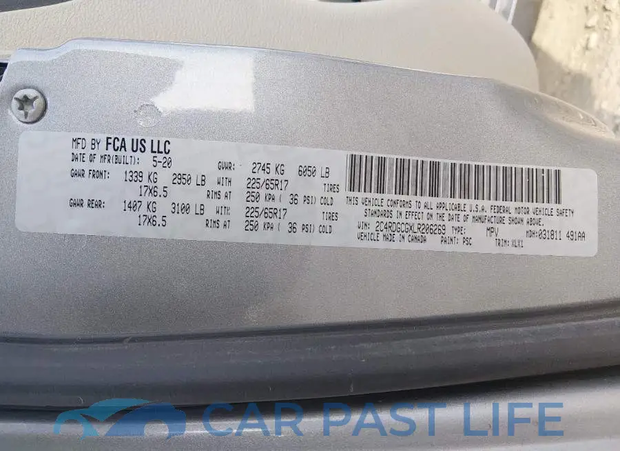 2C4RDGCGXLR206269# 9