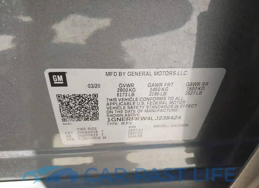 1GNERFKW4LJ238424# 9