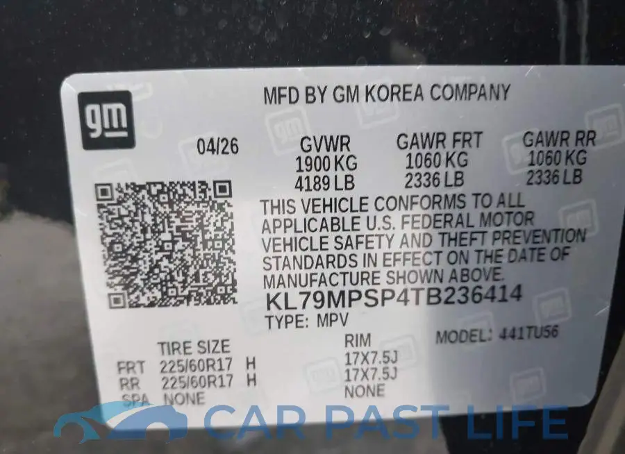 KL79MPSP4TB236414# 9