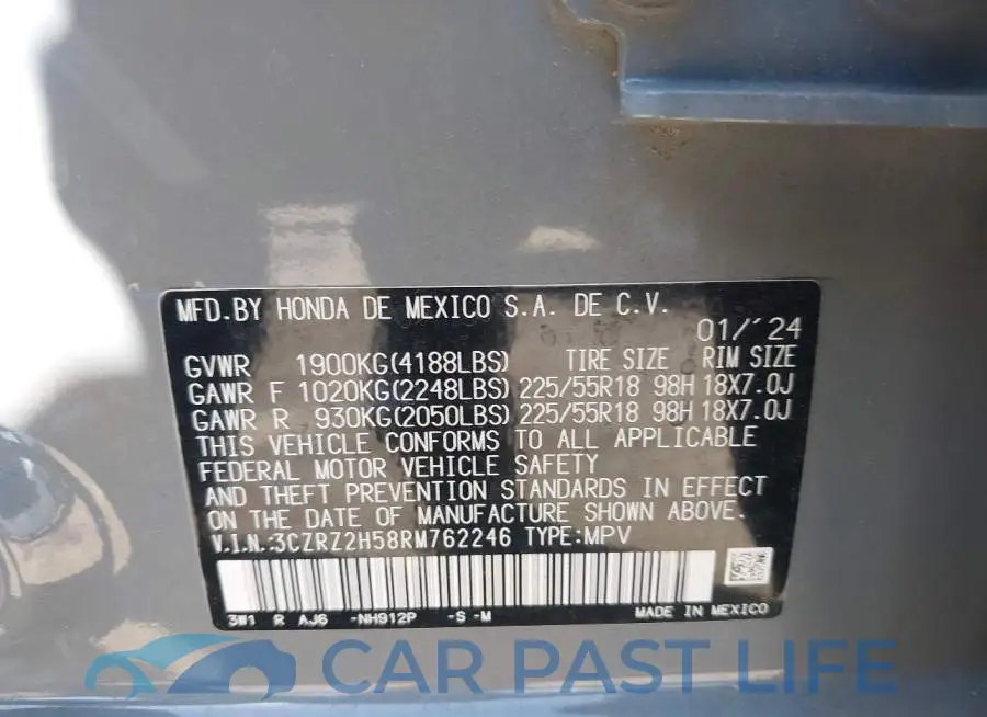 3CZRZ2H58RM762246# 9
