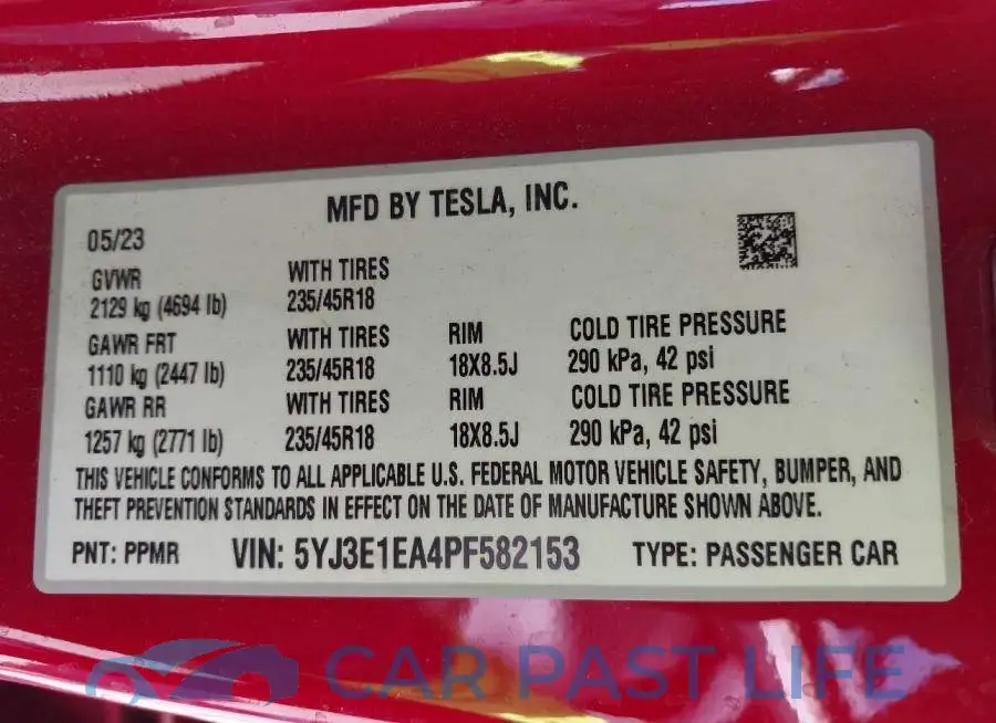 5YJ3E1EA4PF582153# 9