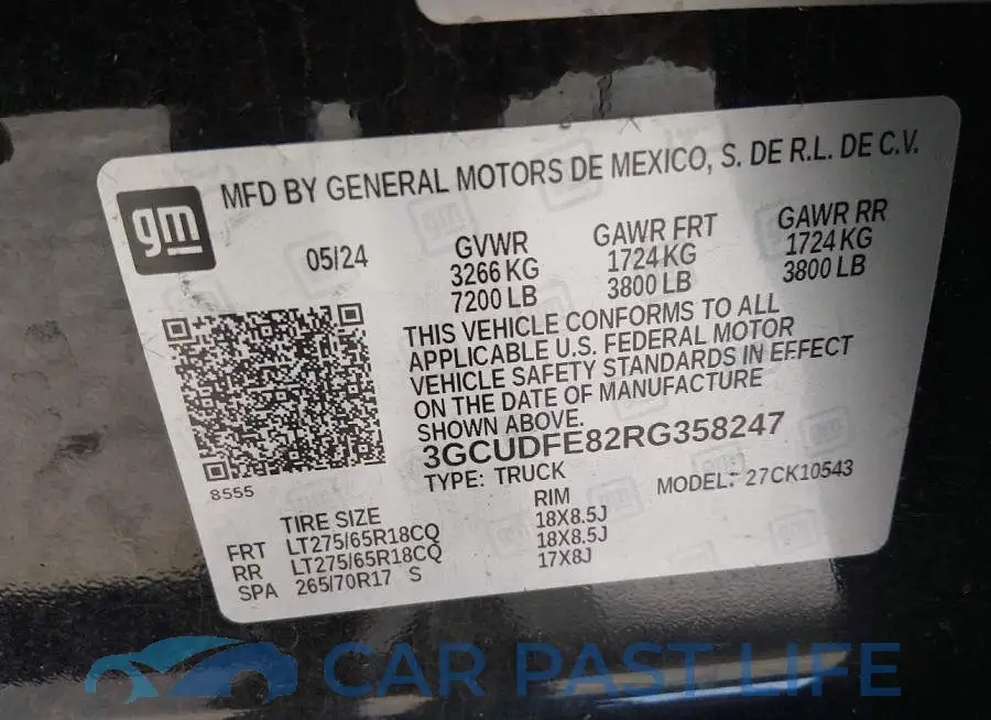 3GCUDFE82RG358247# 9