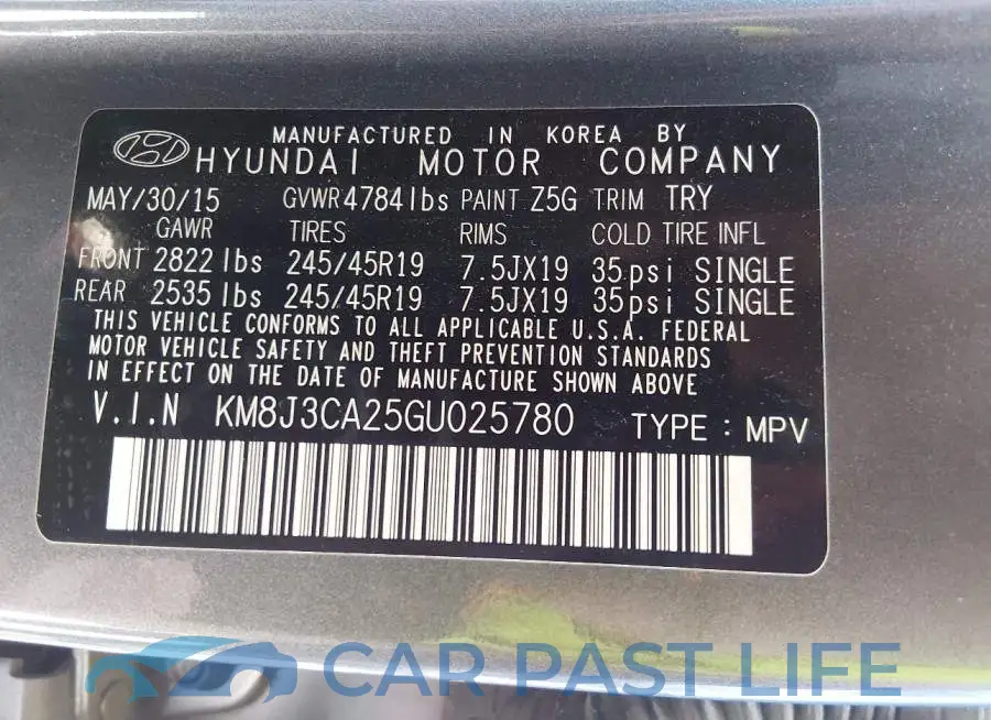KM8J3CA25GU025780# 9