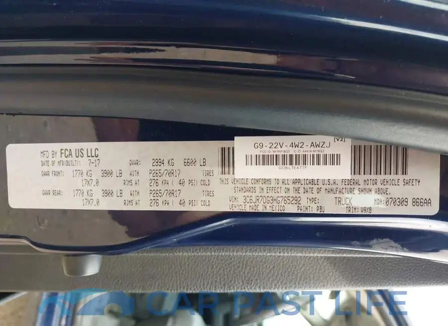 3C6JR7DG3HG765292# 9