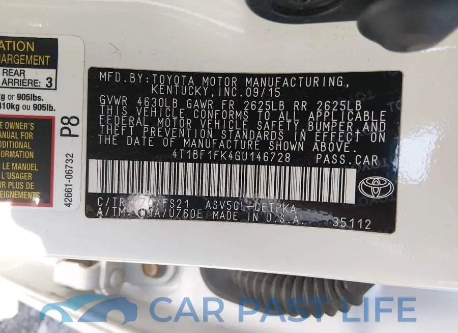4T1BF1FK4GU146728# 9