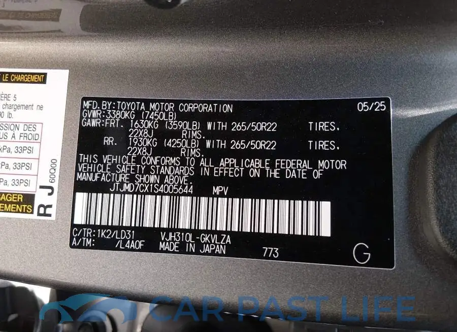 JTJMD7CX1S4005644# 9