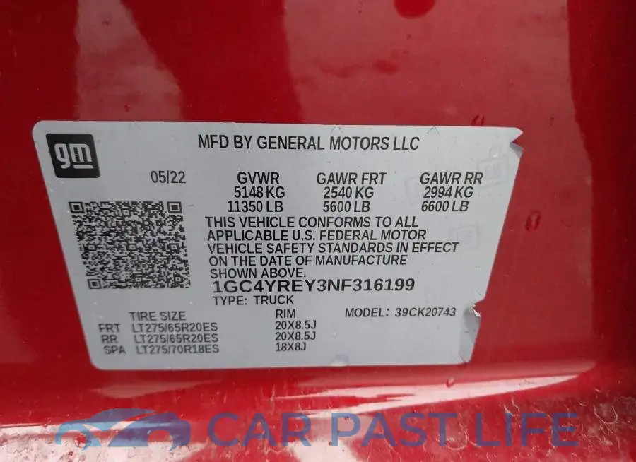 1GC4YREY3NF316199# 9